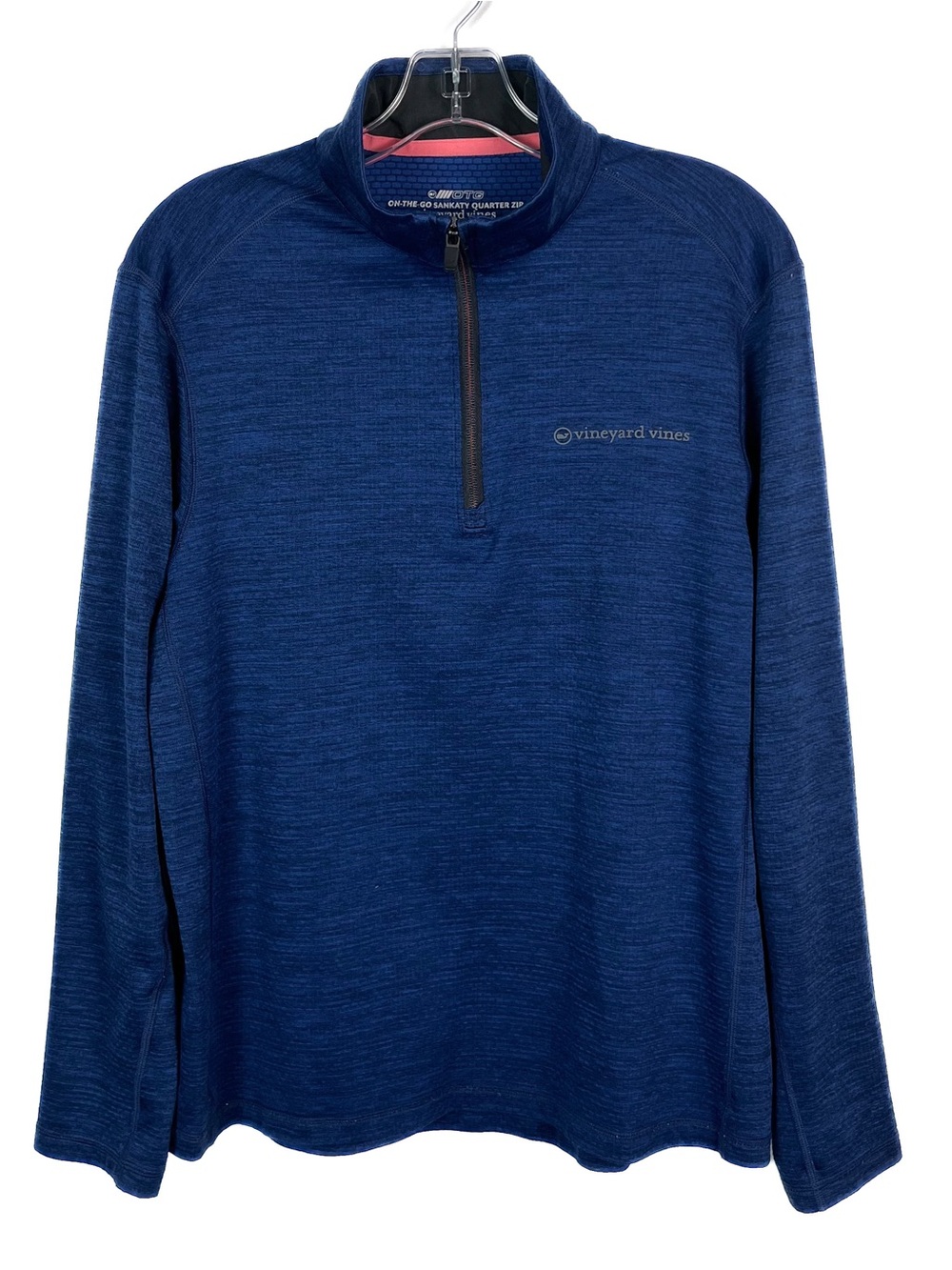 Vineyard Vines Sankaty Quarter Zip Mens Medium Blue OTG On-The-Go 1/4 Pullover